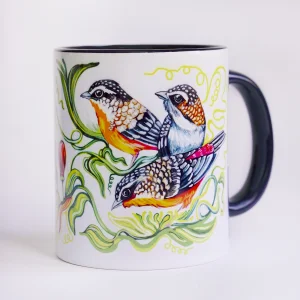 Pasiflora and Birds Illustration Porcelain Mug - 4