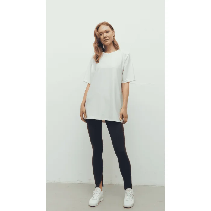 Oversize Tişört Bra Ve Yırtmaçlı Tayt Set - 2