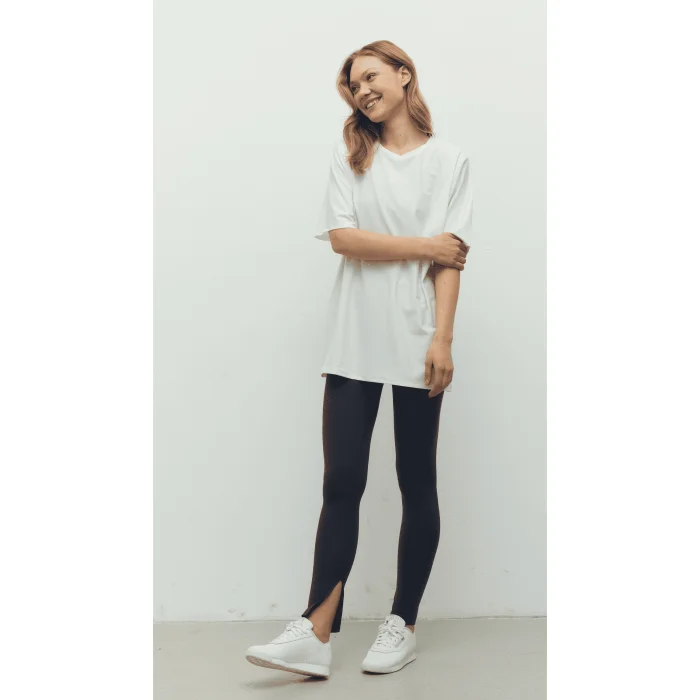 Oversize Tişört Bra Ve Yırtmaçlı Tayt Set - 5