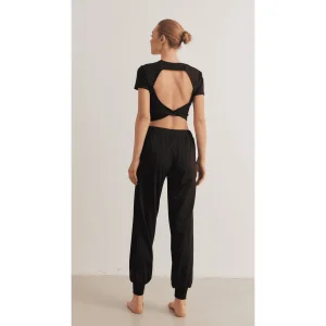 Linda Siyah Yoga Pantolon Ve Bluz Seti - 3