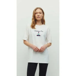 Meditation Pose Baskılı Beyaz Tişört - 1