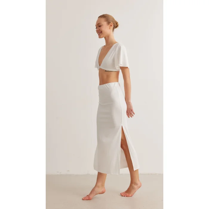 Kült White Skirt and Tiny White Bustier Set - 2