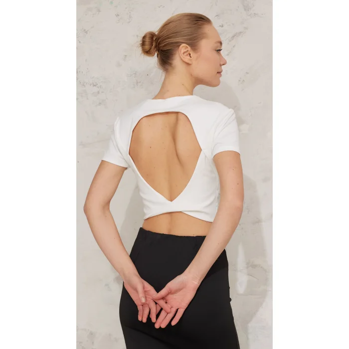 Linda Beyaz Crop Top - 4