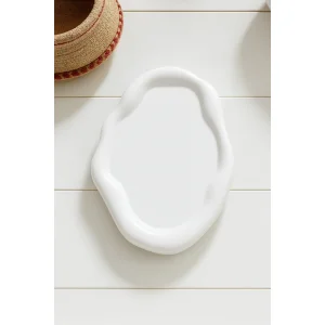 Oval Beyaz Beton Sunumluk - 1