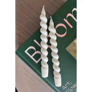 2'li Beyaz Spiral Şamdan Mum - 3