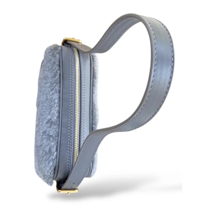 Trio Baguette Furry Grey Shoulder Bag - 4