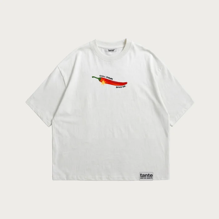 Chill Down Spice Up Biber Baskılı Oversize Tişört - 2