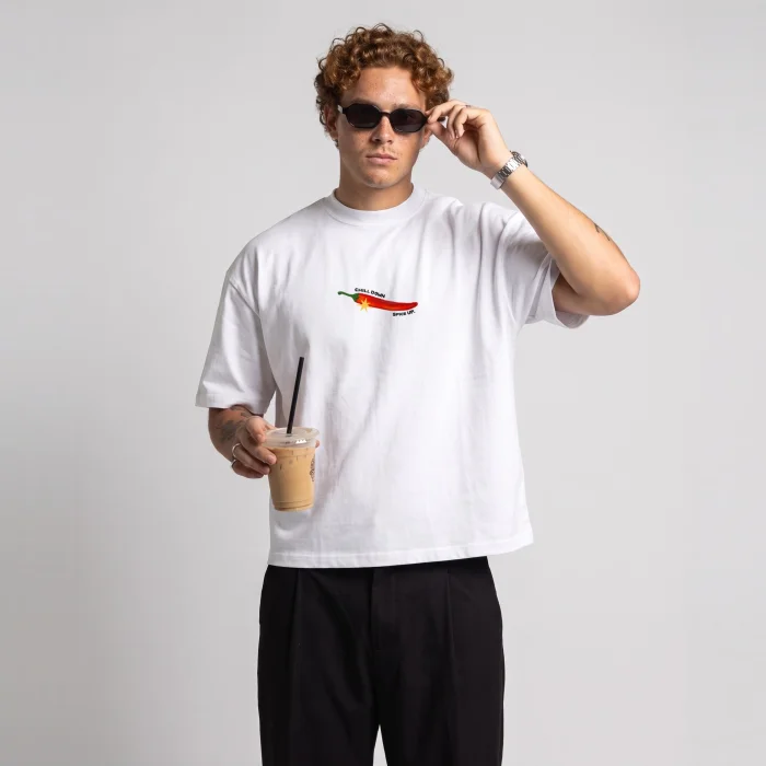 Chill Down Spice Up Biber Baskılı Oversize Tişört - 5