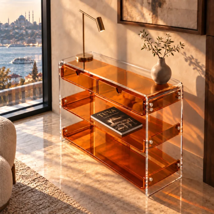Amber Monarch Consult Acrylic Console Table - 2