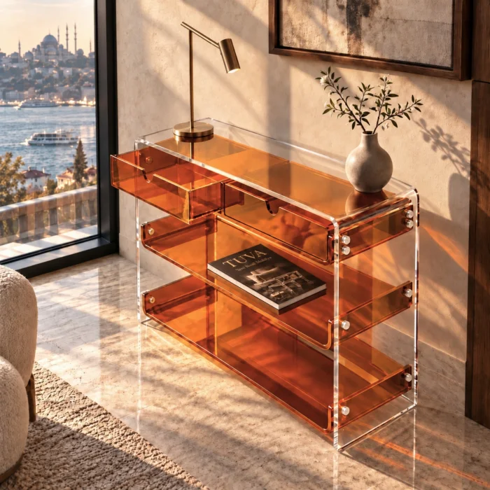 Amber Monarch Consult Acrylic Console Table - 3