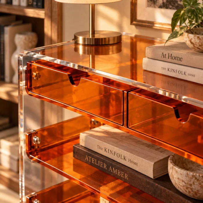 Amber Monarch Consult Acrylic Console Table - 4