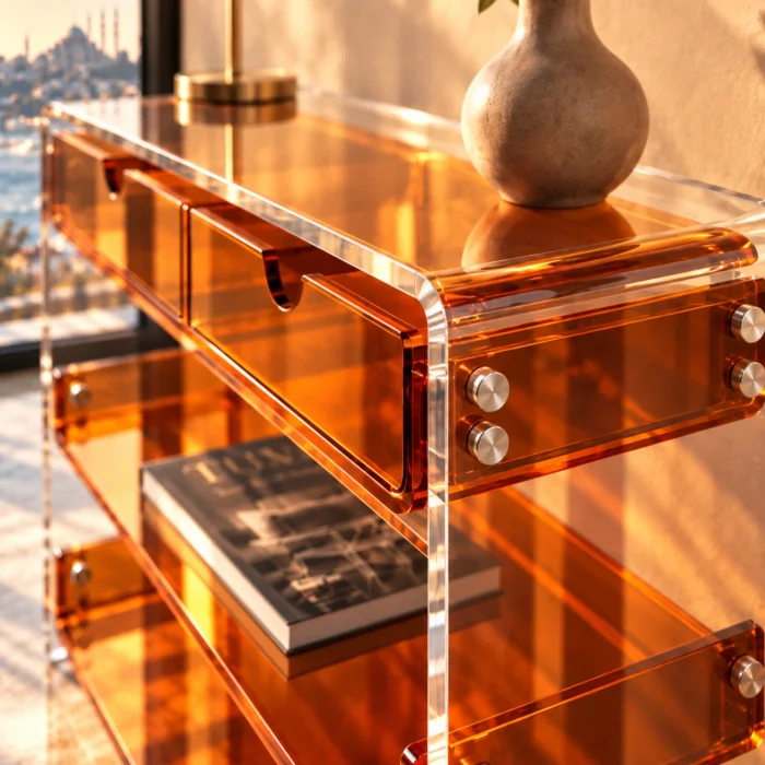 Amber Monarch Consult Acrylic Console Table - 8