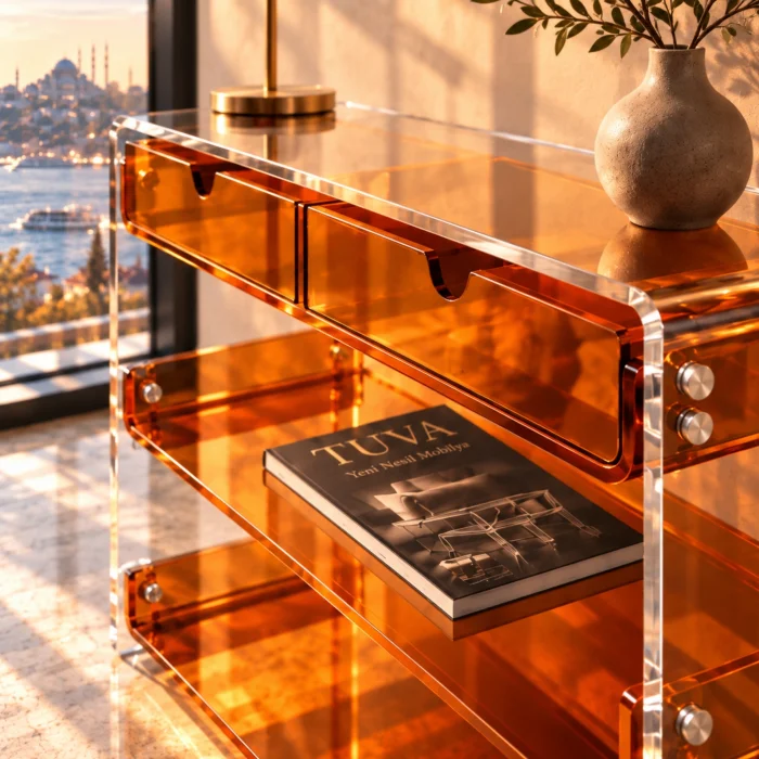 Amber Monarch Consult Acrylic Console Table - 13