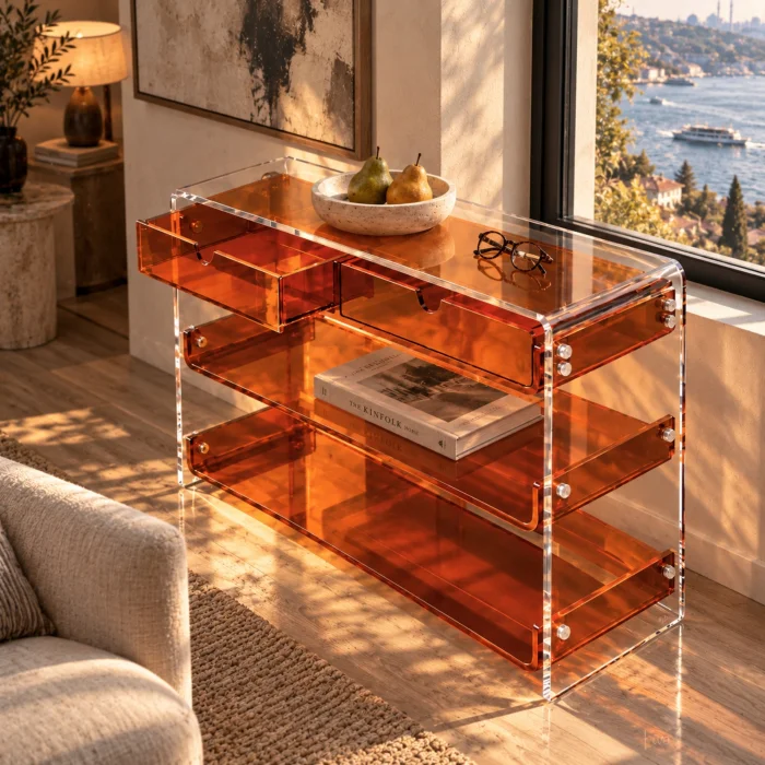 Amber Monarch Consult Acrylic Console Table - 14