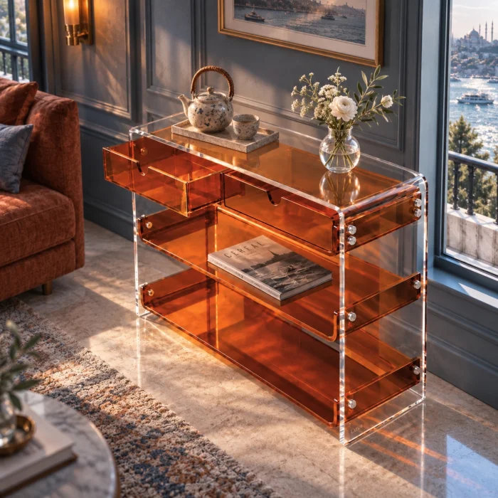 Amber Monarch Consult Acrylic Console Table - 16