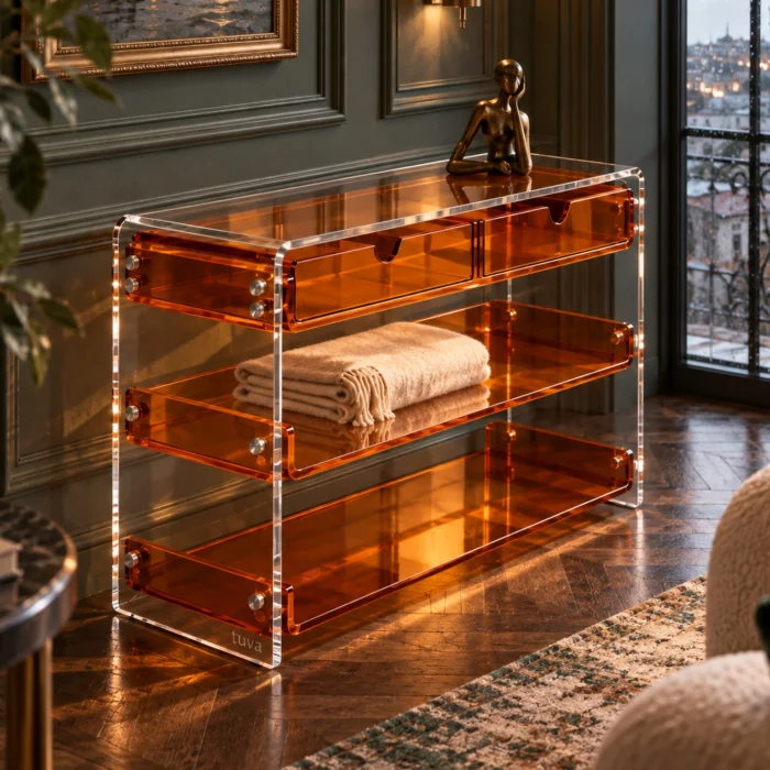 Amber Monarch Consult Acrylic Console Table - 17