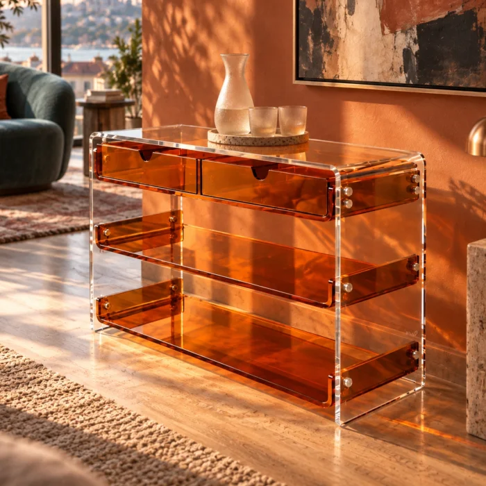 Amber Monarch Consult Acrylic Console Table - 19