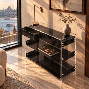 Monarch Consult Two-Shelf Two-Drawer Acrylic Console Table - 3