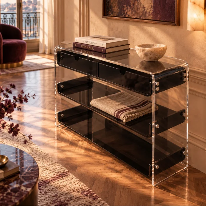 Monarch Consult Two-Shelf Two-Drawer Acrylic Console Table - 4
