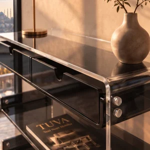 Monarch Consult Two-Shelf Two-Drawer Acrylic Console Table - 7