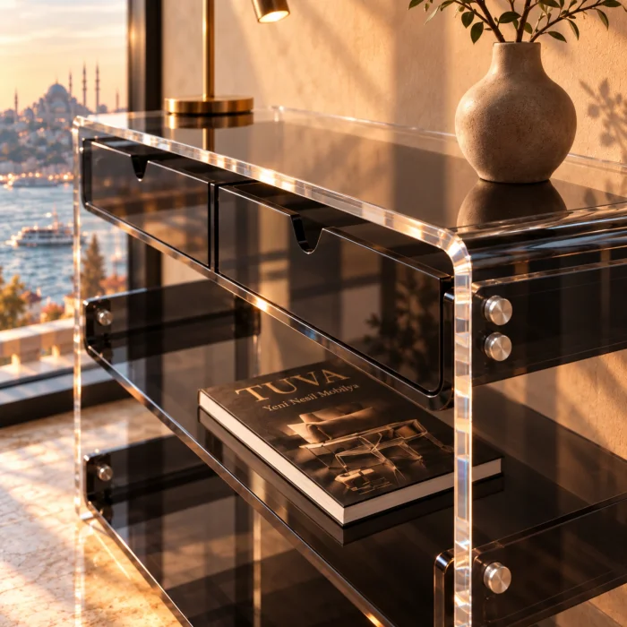 Monarch Consult Two-Shelf Two-Drawer Acrylic Console Table - 9