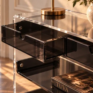 Monarch Consult Two-Shelf Two-Drawer Acrylic Console Table - 11