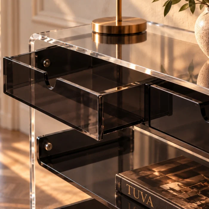 Monarch Consult Two-Shelf Two-Drawer Acrylic Console Table - 11