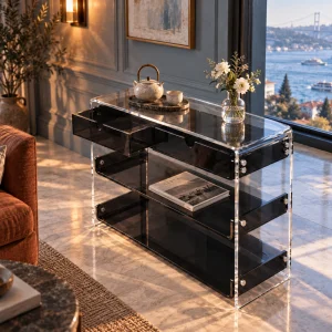 Monarch Consult Two-Shelf Two-Drawer Acrylic Console Table - 13