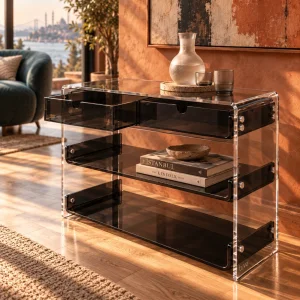Monarch Consult Two-Shelf Two-Drawer Acrylic Console Table - 15
