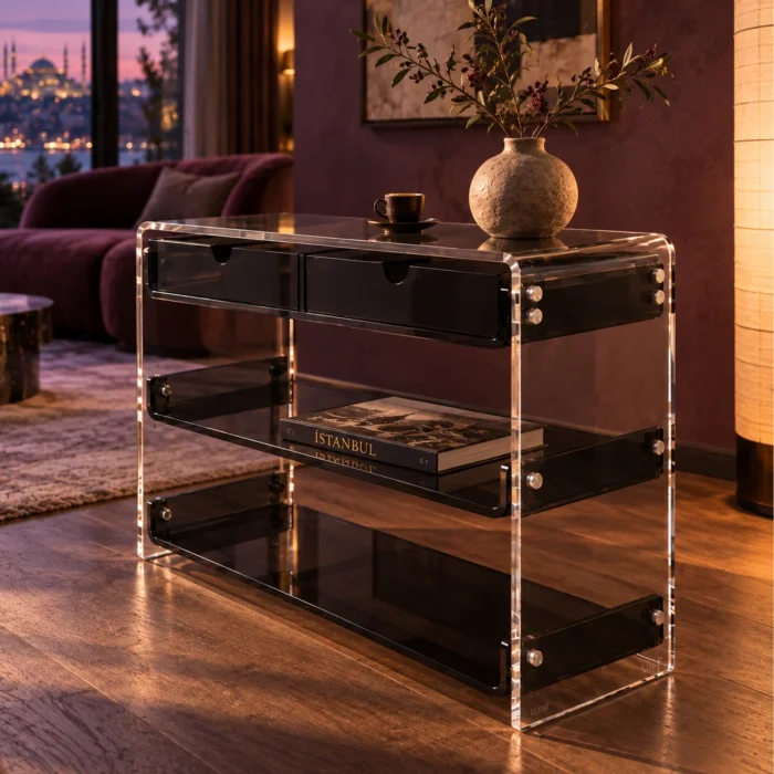 Monarch Consult Two-Shelf Two-Drawer Acrylic Console Table - 16
