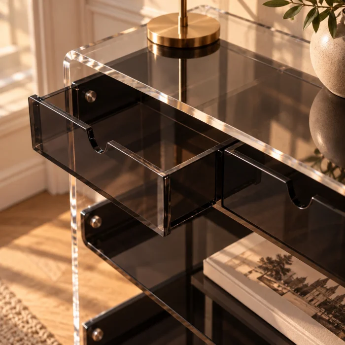 Monarch Consult Two-Shelf Two-Drawer Acrylic Console Table - 18