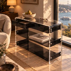 Monarch Consult Two-Shelf Two-Drawer Acrylic Console Table - 19