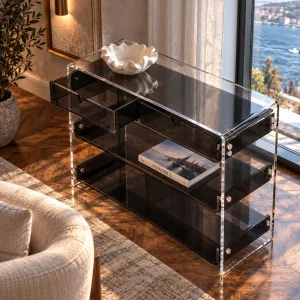 Monarch Consult Two-Shelf Two-Drawer Acrylic Console Table - 20