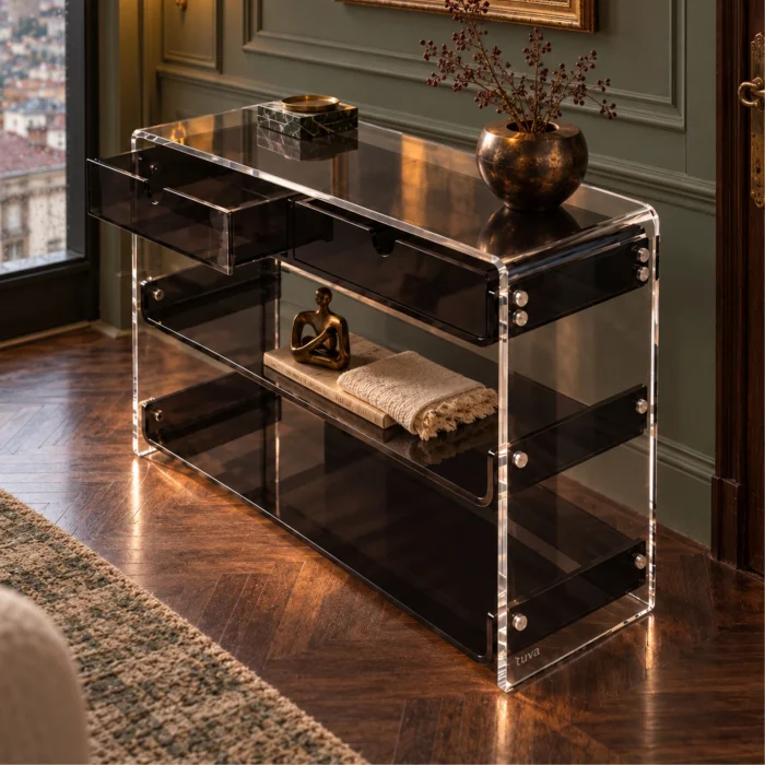 Monarch Consult Two-Shelf Two-Drawer Acrylic Console Table - 21