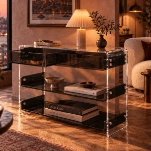 Monarch Consult Two-Shelf Two-Drawer Acrylic Console Table - 22