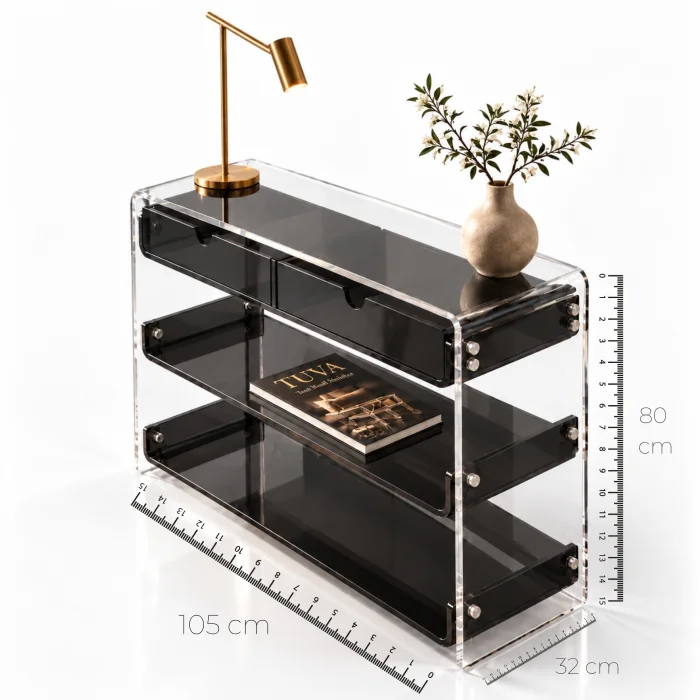 Monarch Consult Two-Shelf Two-Drawer Acrylic Console Table - 23