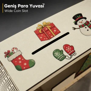 Christmas Savings Yeni Yıl Temalı Ahşap Çocuk Kumbarası - 5