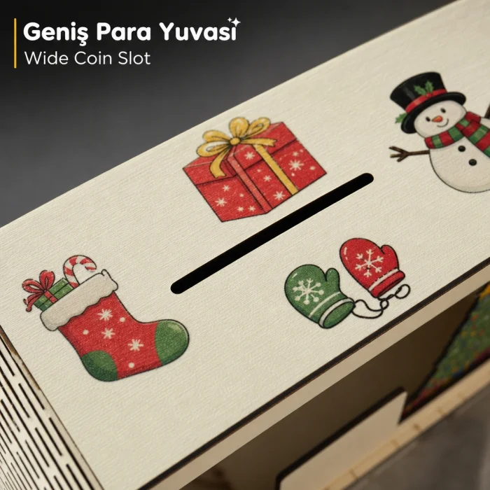 Christmas Savings Yeni Yıl Temalı Ahşap Çocuk Kumbarası - 5