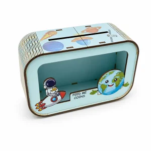 Space Dreams Uzay Temalı Ahşap Çocuk Kumbarası - 1
