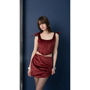 Suede Bordo Bustier - 2