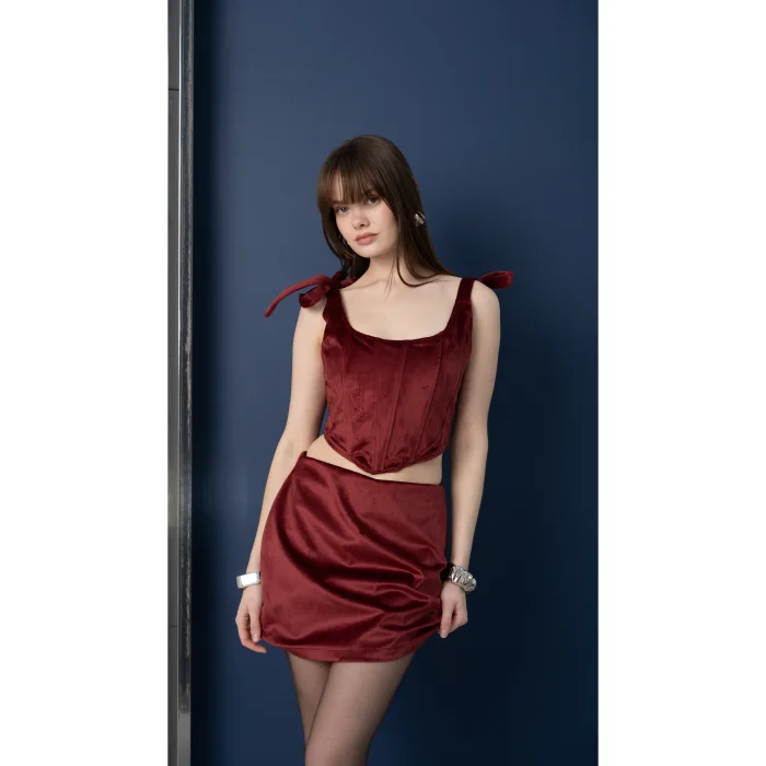 Suede Bordo Bustier - 2