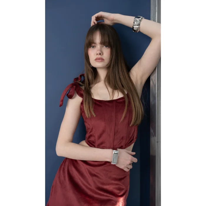 Suede Bordo Bustier - 3