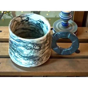 Nerikomi Siyah-Krem Stoneware Fincan Seti 2'li - 4
