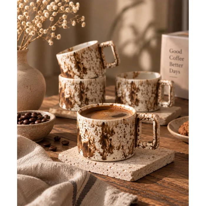 Terra Moka Handmade Stoneware Ceramic Coffee Cup 150 ml - 4