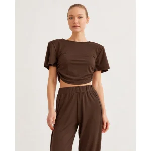 Yoga Pantolon ve Ludam Bluz Seti Kahverengi - 1