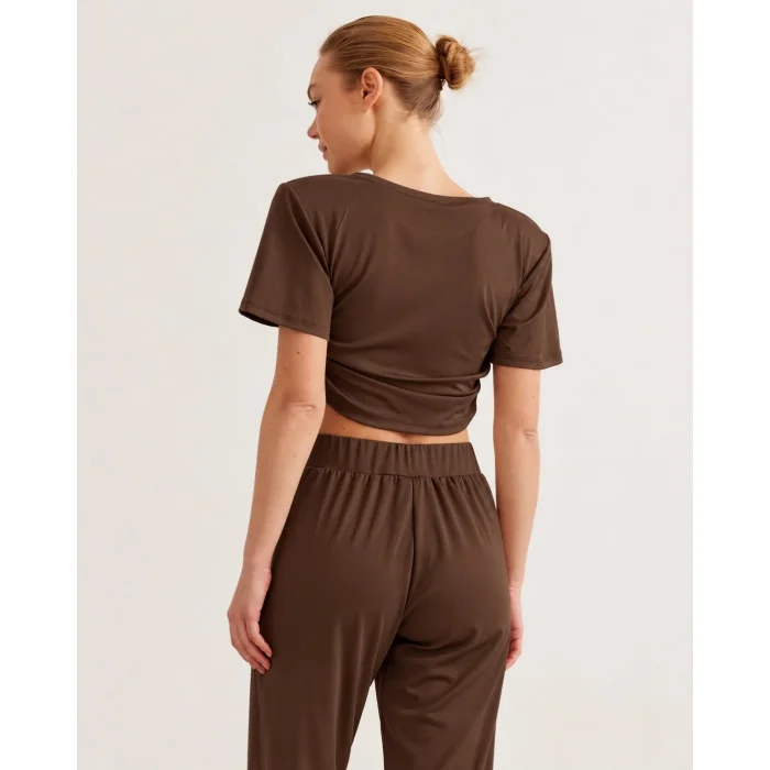 Yoga Pantolon ve Ludam Bluz Seti Kahverengi - 3