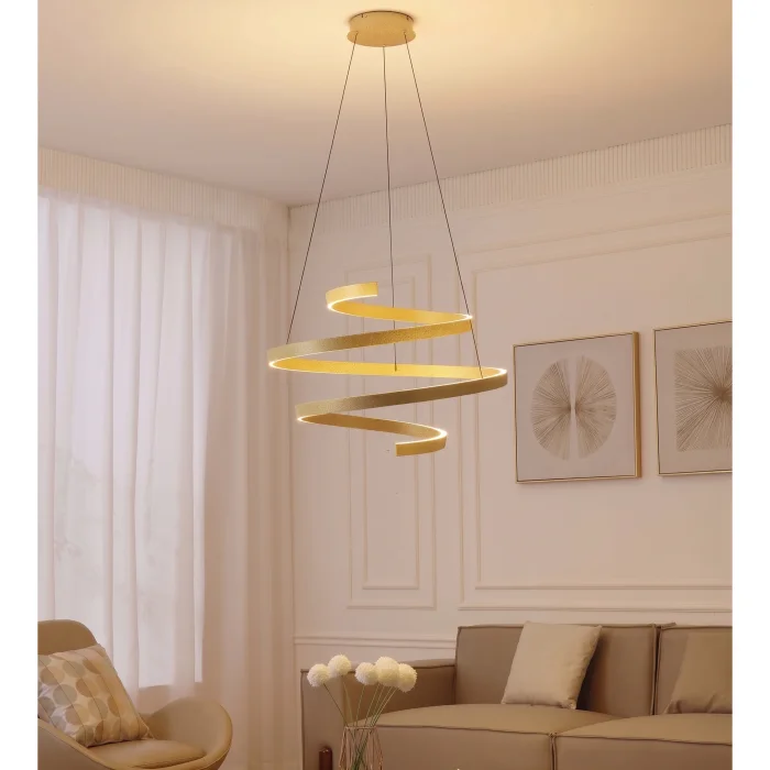 Gold Spiral LED Pendant Chandelier - 2