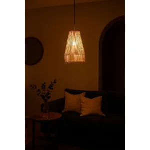 Natural Raffia Wrapped Pendant Lamp - 3