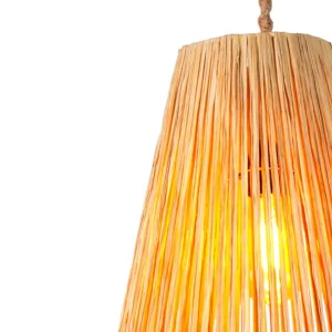 Natural Raffia Wrapped Pendant Lamp - 4
