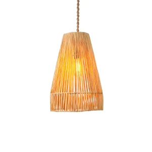 Natural Raffia Wrapped Pendant Lamp - 1